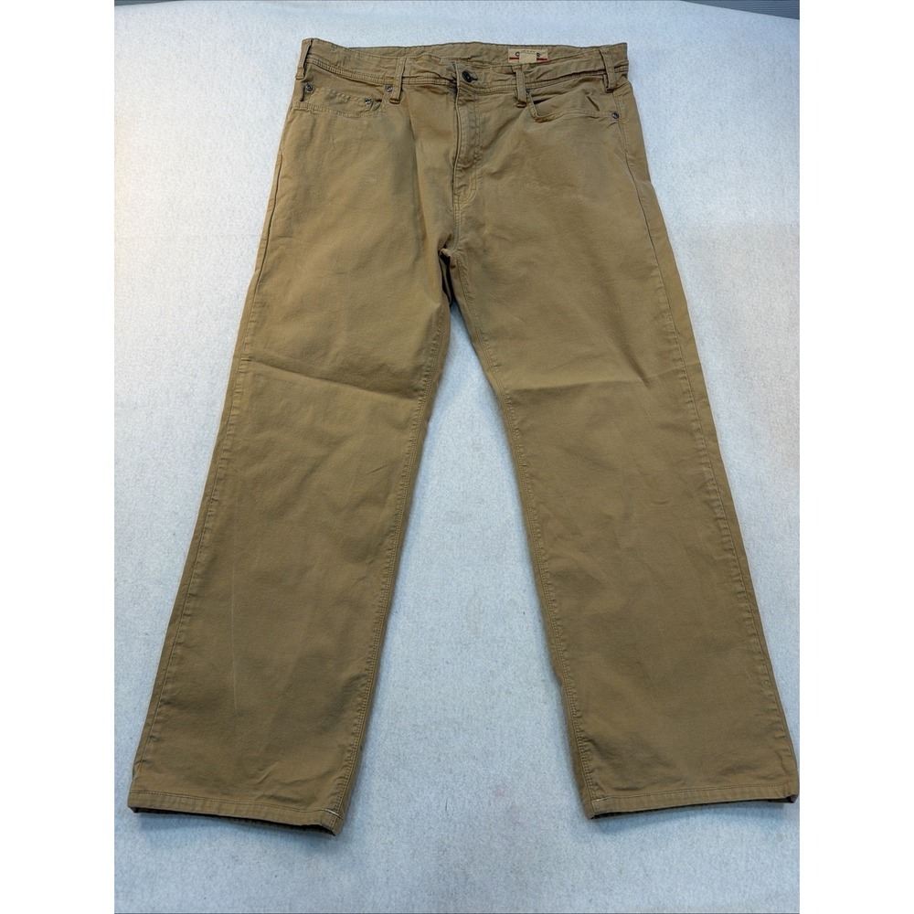 Orvis Mens Five Pocket Pants 38x30 Tan Khaki Cotton Twill Straight Leg Casual